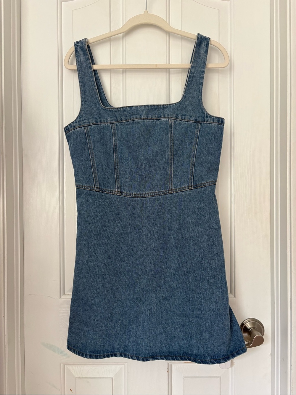 Lulu's Blue Denim Square-Neck Mini Dress
